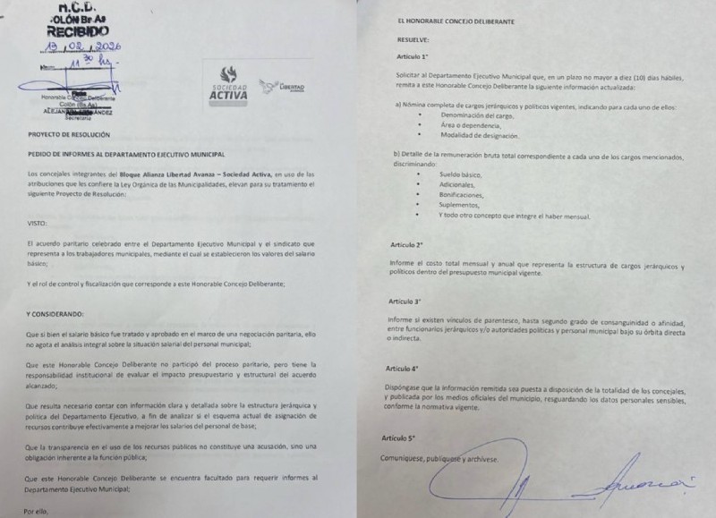 Concejales piden informes al Ejecutivo sobre cargos políticos y salarios jerárquicos