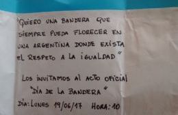 Acto oficial por el Día de la Bandera en Escuela Especial Nº 501